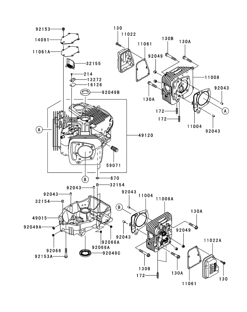 Kawasaki Fr651v-As05 Cylinder And Crankcase Diagram and Parts List for Z-FORCES48 (17AI5BHB-17AI5BHB010)(2013) Cub Cadet Lawn Tractor